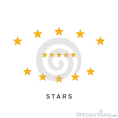 Set of yellow five stars rating symbol. Vector Illustration