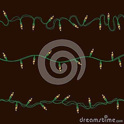 Set of yellow shining garland lights Vector Illustration