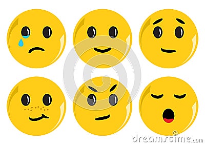 Set of yellow smileys. Vector illustration Cartoon Illustration