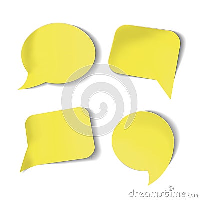 Set of yellow Stick Speech Bubbles Vector Illustration