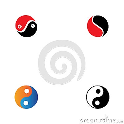 Set of Yin Yang Simbol Flat Vector Illustration