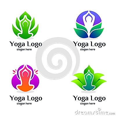 Set Of Yoga And Beauty Logo Design Stock Photo