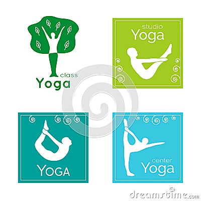 Set of yoga logos. Vector Illustration