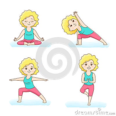 Set of yoga poses Vector Illustration