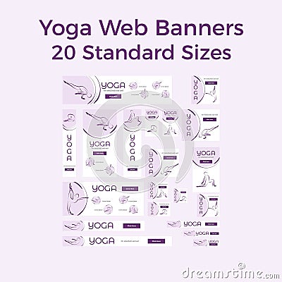 Set of vector yoga web bannes Vector Illustration