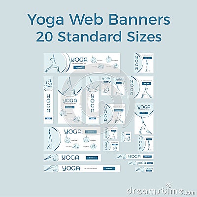 Set of vector yoga web bannes Vector Illustration