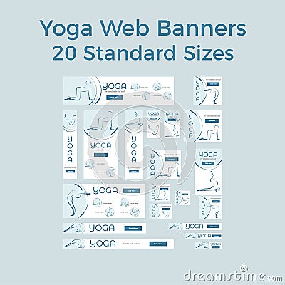 Set of vector yoga web bannes Vector Illustration