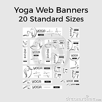 Set of vector yoga web bannes Vector Illustration