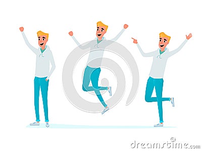 Set of young man character design. Vector Illustration