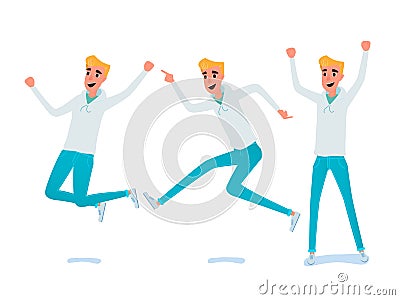 Set of young man character design. Vector Illustration