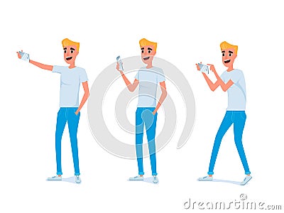 Set of young man character design. Vector Illustration