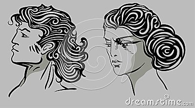 Set of Youth indian pair Vector Illustration