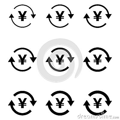 Set of yuan money icon, Collection of china business sign, market economy vector illustration Vector Illustration
