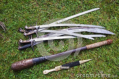 A set of Zaporozhian Sich cossack, kozak, popular arms, exact copies of ancient deathly weapons Stock Photo