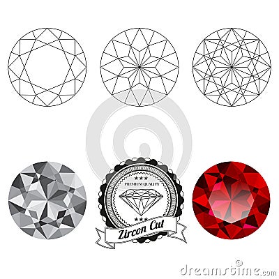 Set of zircon cut jewel views Stock Photo