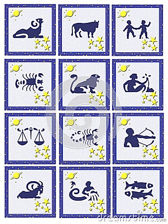 Set of zodiac buttons Cartoon Illustration