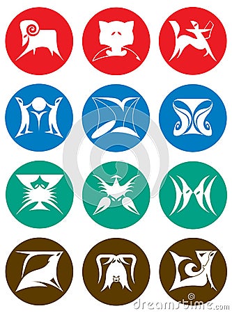 Set Of Zodiac Signs Vector Illustration