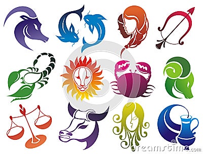 Set of Zodiac symbols Vector Illustration