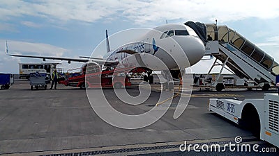 'Sete Cidades' SATA Air Acores CS-TSG Airbus A321 on a tarmac of Ponta Delgada Airport, Sao Miguel, Azores, Portugal Editorial Stock Photo