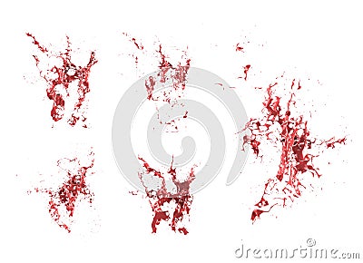 Splashes of red paint are isolated by a white background. 3d image, 3d rendering Stock Photo