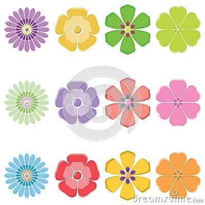 Seth colorful flowers. Vector illustration Vector Illustration