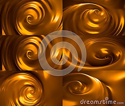Seth Pack, a collection of sweet, delicious, caramel, chocolate background. 3d illustration, 3d rendering Cartoon Illustration