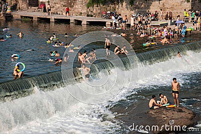 Seto Creek River and enjoy a cool summer pleasure Editorial Stock Photo