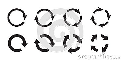 Sets of black circle arrows. Vector Icons Vector Illustration