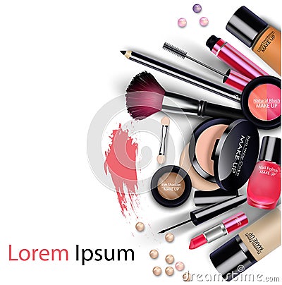 Sets of cosmetics on isolated background Vector Illustration