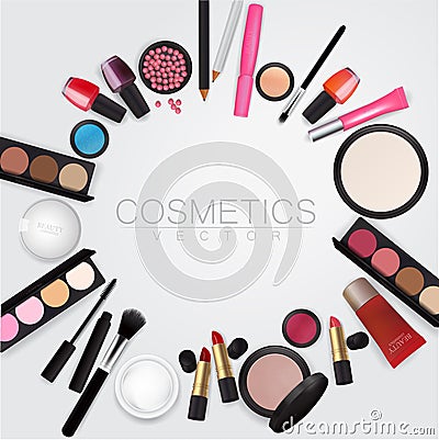Sets of cosmetics on White Background Vector Illustration