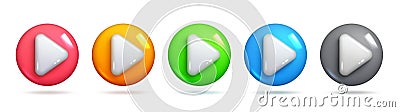 Sets of 3d realistic play buttons. Colourful play buttons for modern style and designs. Stock Photo