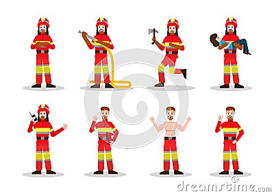 Sets of Firefighting. Vector Illustration