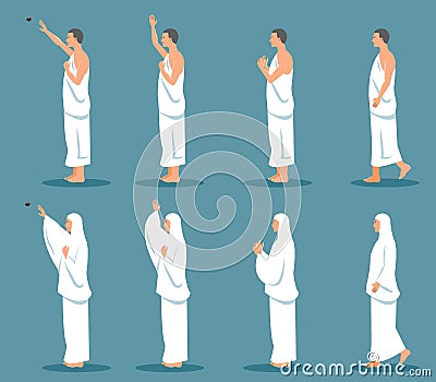 Side View Figure Of Hajj Pilgrimage Vector Illustration