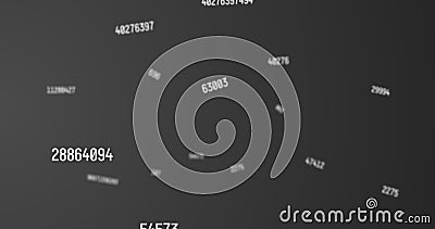 Sets of numbers changing at a fast pace moving forward in a vast empty space Stock Photo
