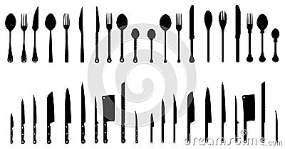Sets of silhouette kitchen tools 3 Vector Illustration