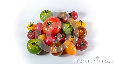 Sets of tomatoes of different varieties, sizes and colors Stock Photo