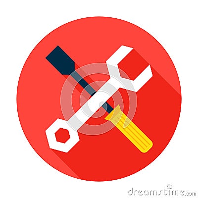 Setting Flat Circle Icon Vector Illustration