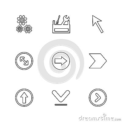 setting , gear , tools , pointer , next , arrows , directions , Vector Illustration