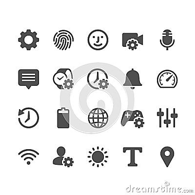 Setting glyph icons Vector Illustration