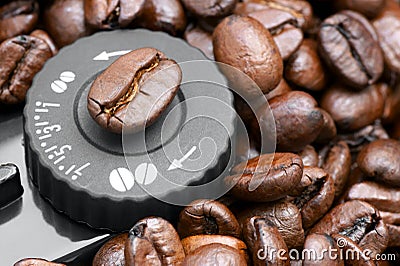 Setting grind coffee. Stock Photo