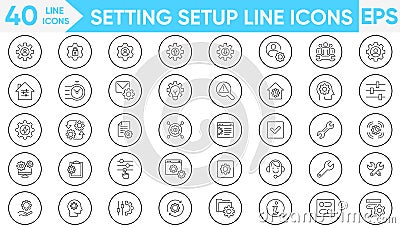 Setting Setup Line Icons Vector And Illustrator Set Vector Illustration