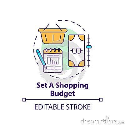 Setting shopping budget concept icon Vector Illustration