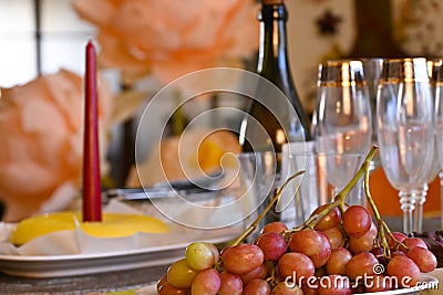 Setting the table before meeting guests. Stock Photo