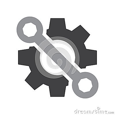 Setting tools icon. Black and gray objects. Vector Cartoon Illustration