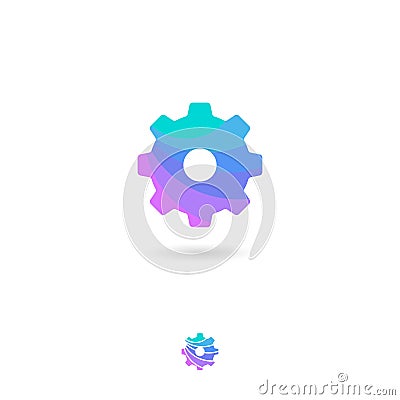 Setting, UI icon. Web icon. Setting, gear emblem. Cogwheel pictogram. System, preferences symbol. Vector Illustration