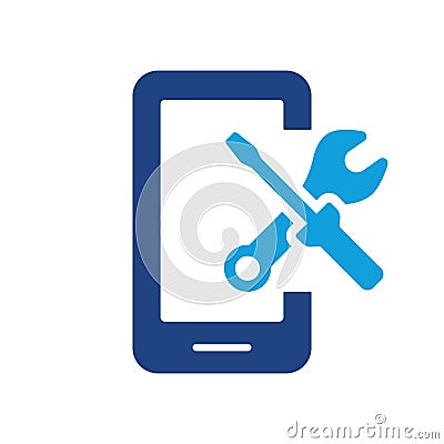 Setting Up Applications on Mobile Phone Color Icon. Service of Software Smartphone Pictogram. Configuration and Vector Illustration
