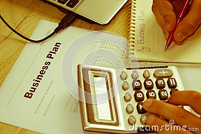 Setting up a business plan. Starting a business plan Stock Photo