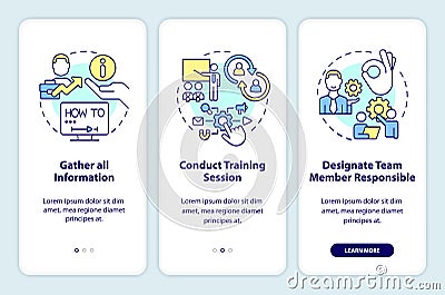 Setting up business software tips onboarding mobile app screen Vector Illustration