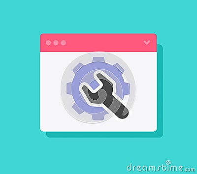 Setting up website config setup icon vector or web site configuration maintenance update graphic illustration, customize fix Vector Illustration