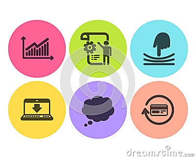 Settings blueprint, Graph and Internet downloading icons set. Vector Vector Illustration